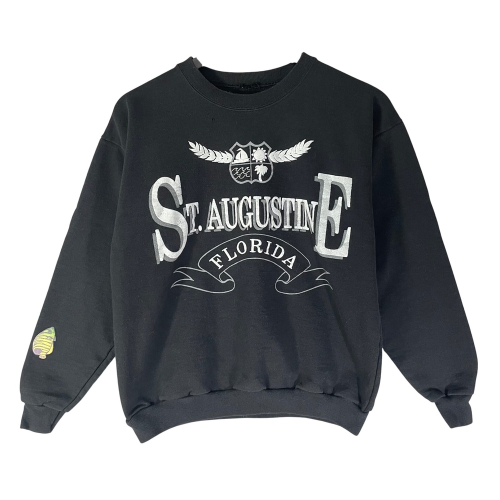 Vintage 90s St Augustine Florida Sweatshirt Womens XS S Black Tourist Graphic